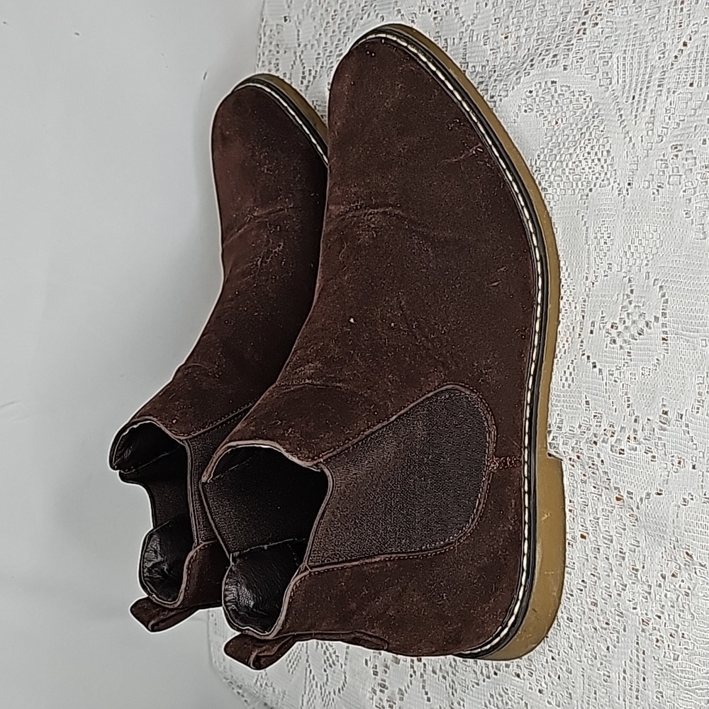 Leor Dyson faux suede mens brown pull on ankle chukka boots shoes sz 11